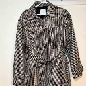 Mango Checkered Fringe Blazer